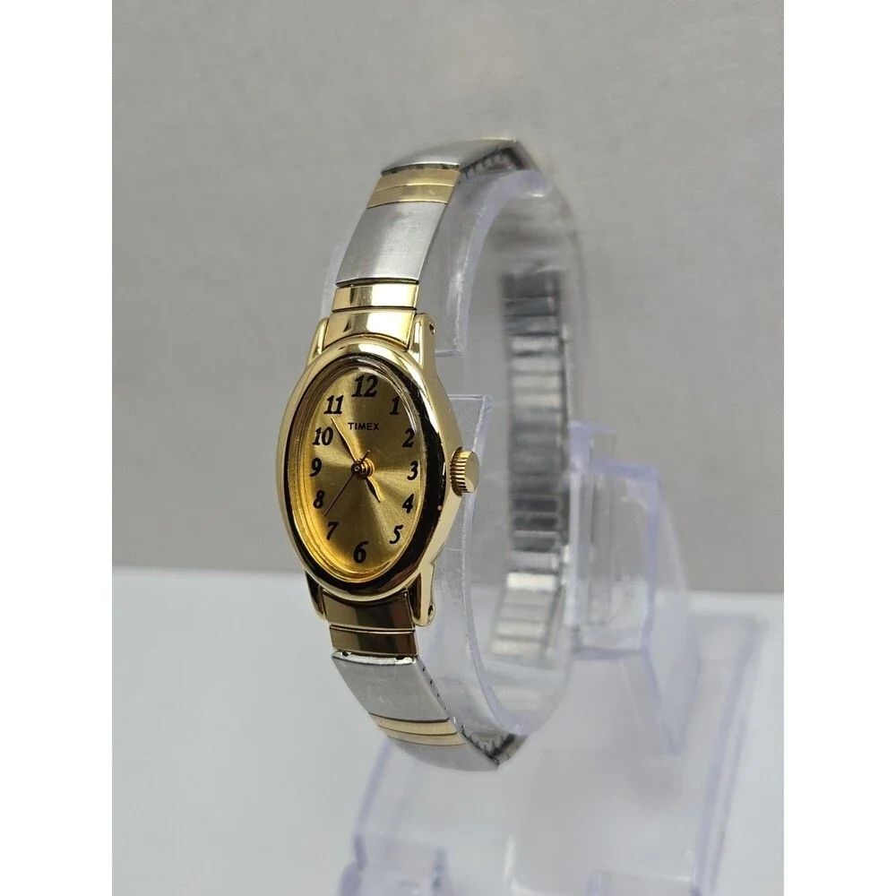 Vintage Timex Cavatina Womens Oval Gold Silver Two Tone Watch Dainty New Battery